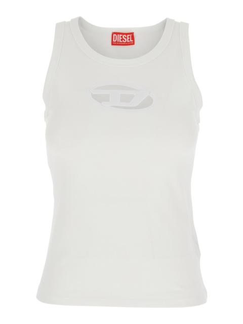 Diesel Women 'T-Lins' White Top With Oval D Logo On The Front In Cotton Woman