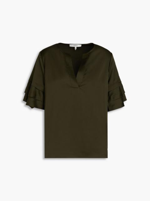 FRAME Ruffled satin blouse