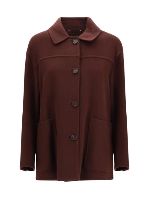 'S Max Mara 'S Maxmara Giugno Short Virgin Wool Coat New Dark Ruby