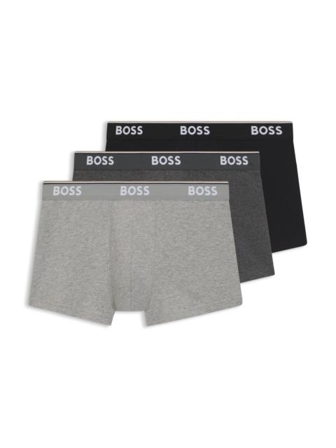 BOSS THREE-PACK OF STRETCH-COTTON TRUNKS WITH LOGO WAISTBANDS