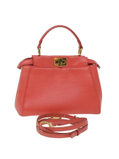 FENDI Micro Picaboo Hand Bag Leather Orange