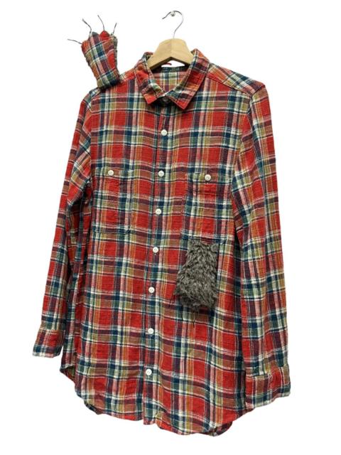 ISSEY MIYAKE 💥NE-NET ISSEY MIYAKE 3D Hairy Bear Hands Checked Flannel