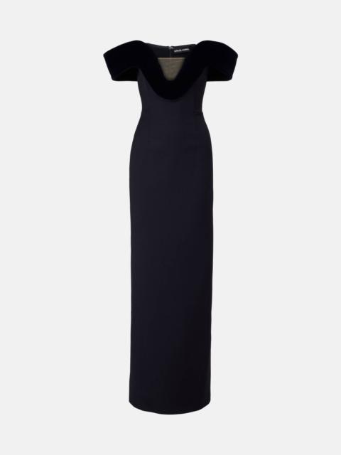 David Koma Off-shoulder wool-blend bustier gown