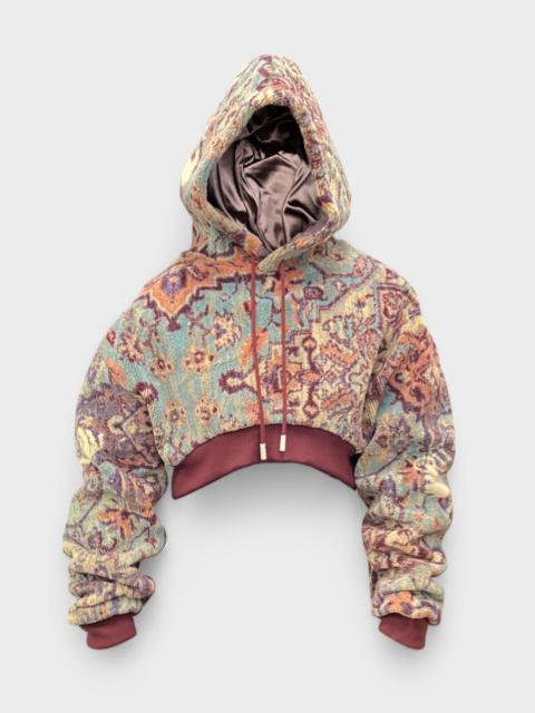 Off White Tapestry Over Crop Hoodie Multicolour