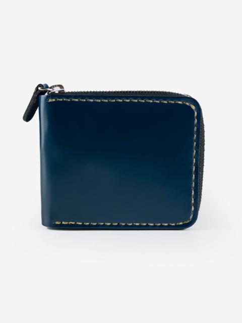 Iron Heart ZIP-SECURED SHELL CORDOVAN WALLET - NAVY BLUE