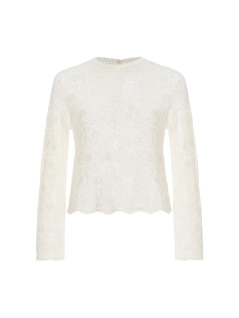 NILI LOTAN Gibson Crocheted Cotton Top ivory
