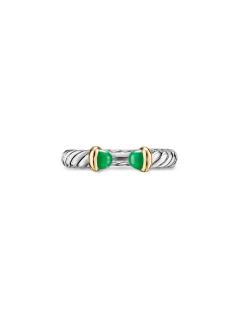 DAVID YURMAN David Yurman Petite Cable Open Ring in Sterling Silver with 14K Yellow Gold, 3.4mm in Green Onyx at 
