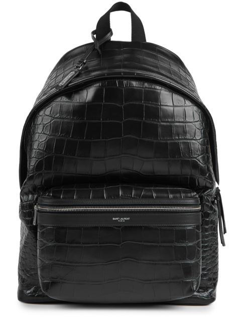 City crocodile-effect leather backpack