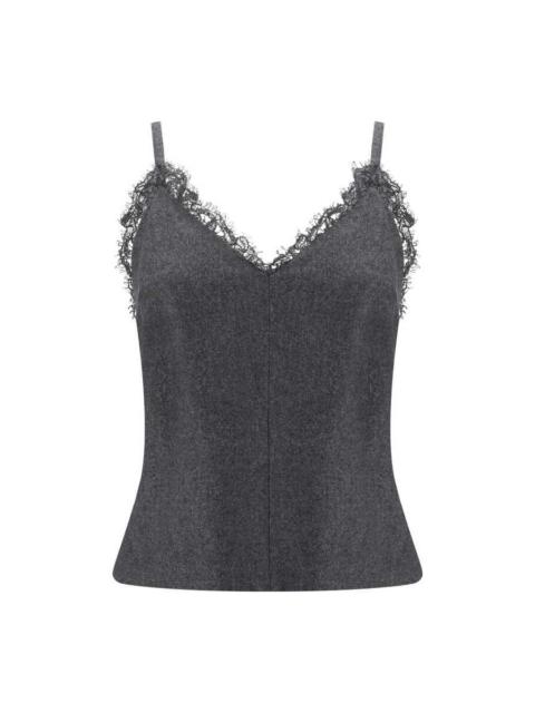 Brunello Cucinelli Brunello Cucinelli Dark Grey Camisole With Lace Trim