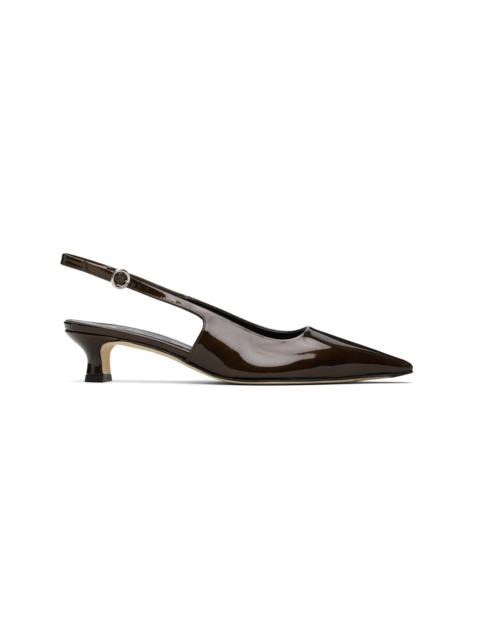 Aeyde Brown Catrina Patent Leather Heels