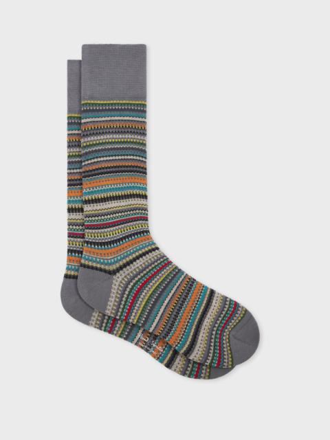 Paul Smith Grey 'Signature Stripe' Cotton-Blend Pique Socks