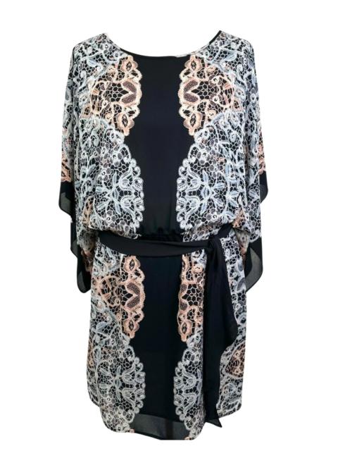 Other Designers Black Combo Kimono Dress