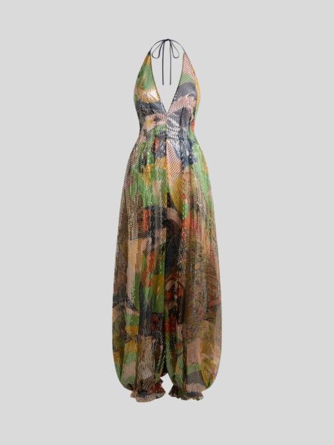 Etro JUMPSUIT WITH LAMINATED MOTIF AND FLORAL PRINT