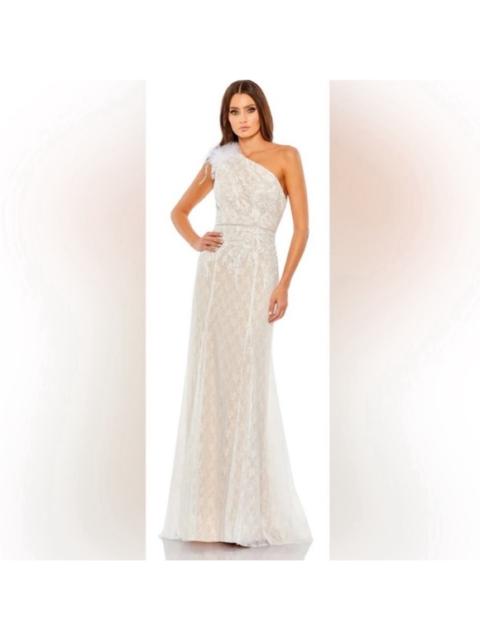 Other Designers NWT Mac Duggal Feather One
Shoulder Ivory Lace Dress Formal Gown Sz 8 11317 $498