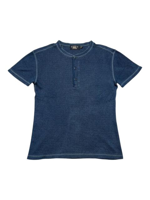 Indigo Blue Knit Henley Short Sleeve Shirt by Double RL RRL