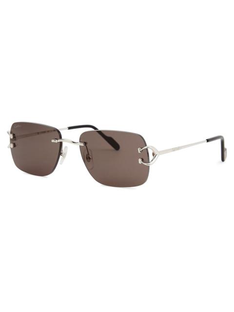 Cartier Cartier Signature C De Cartier Rimless Rectangle-frame Sunglasses