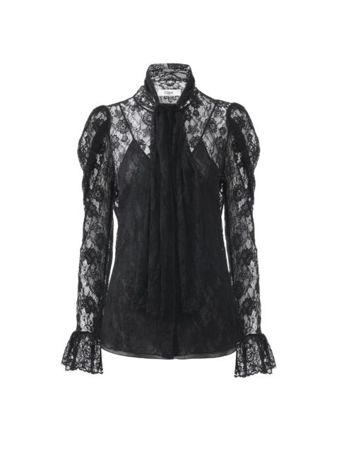 Chloé PUFF-SLEEVE LAVALLIÈRE TOP IN FLORAL LACE JACQUARD