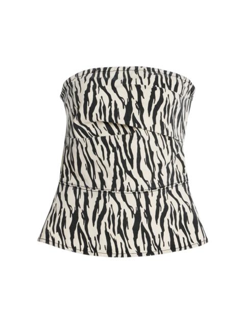 ROTATE Printed Denim Top black/white