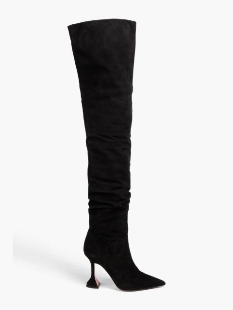 Amina Muaddi Olivia suede thigh boots