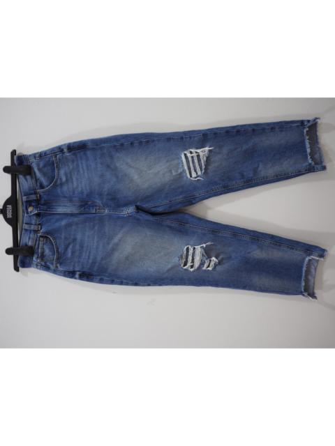 Other Designers Japanese Brand - GU Torn Ripped Distressed Cropped Nice Shadow Patchwork Pocket Design Denim Jeans