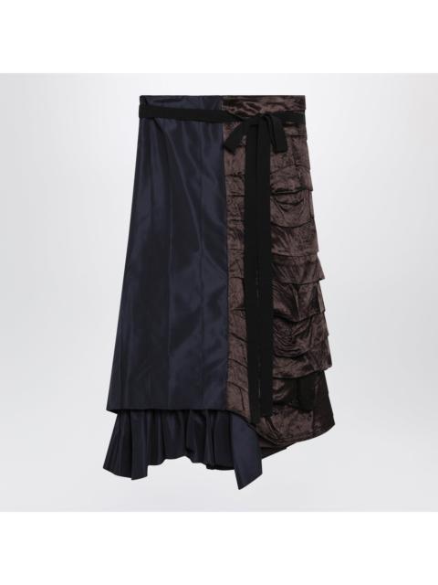Prada Prada Blue Patchwork Faille Wrap Skirt Women