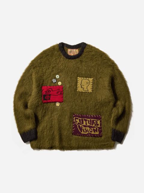 BRAIN DEAD Men's Future Vision Boxy Knit Sweater Olive