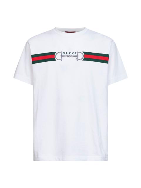 GUCCI Gucci Men White Cotton Jersey Embroidered T-Shirt