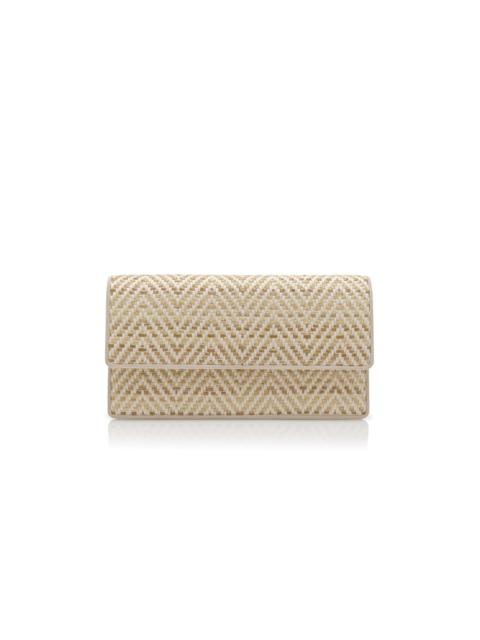 Manolo Blahnik Light Beige And Cream Raffia Clutch