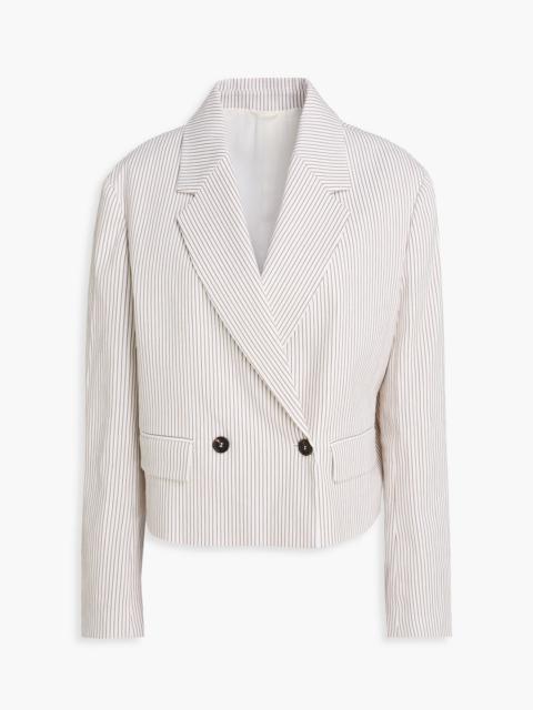 Brunello Cucinelli Double-breasted striped linen-blend blazer