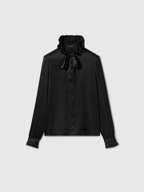 GUCCI Gucci Silk Satin Shirt With Bow Black