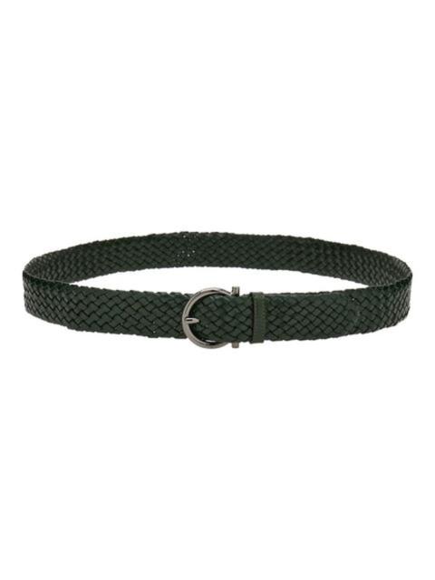 FERRAGAMO Ferragamo Braided Leather Gancini Fixed Belt