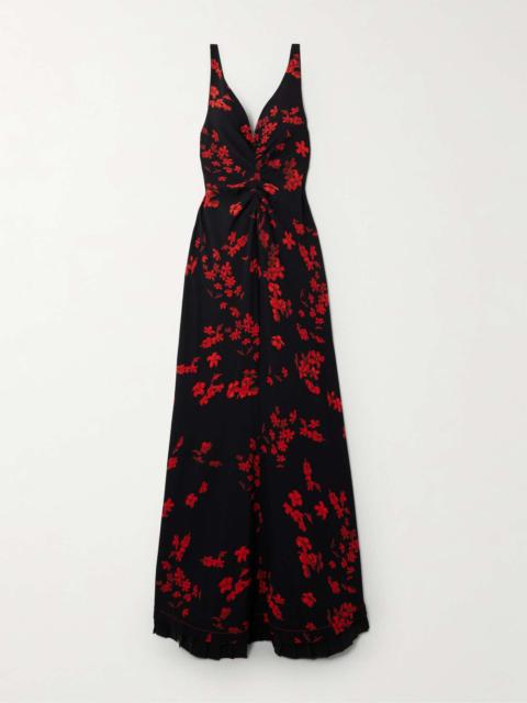 Victoria Beckham Open-back tie-detailed gathered floral-print crepe maxi dress