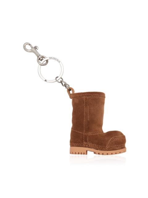 BALENCIAGA Mini Alaska Boot Suede Keyring brown
