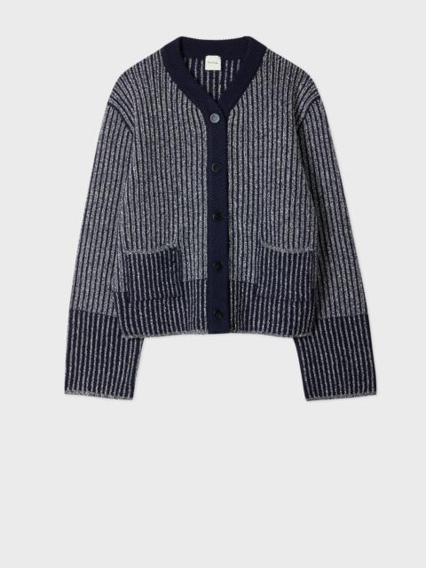 Paul Smith Women's Navy Wool-Blend Ribbed Knit Cardigan