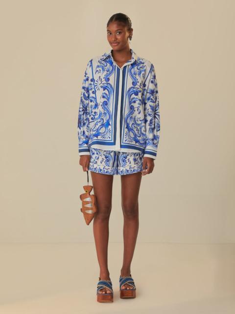 FARM RIO Garden Tiles Plaid Shorts