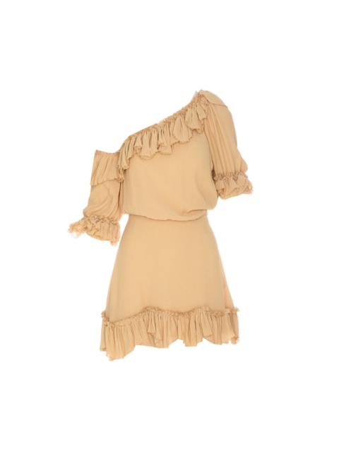 Saint Laurent Women Ruffled Silk Crepe Muslin Dress