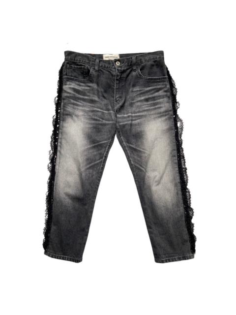Junya watanabe black trompe l'oeil clawmark sequins lace jeans M