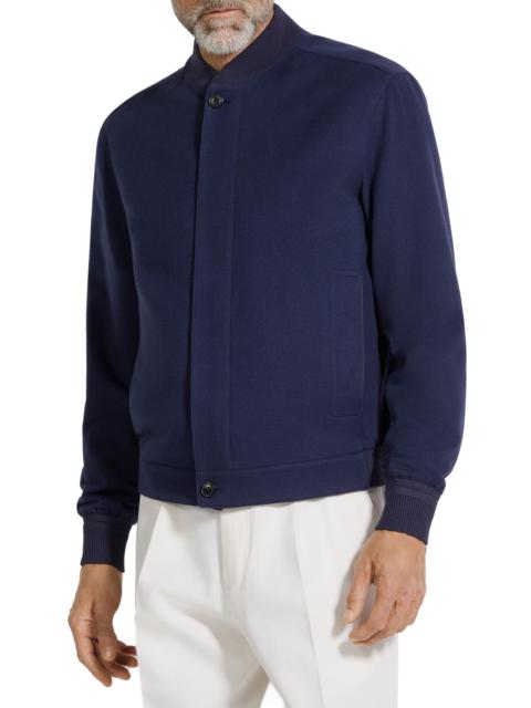 ZEGNA ZEGNA Water Repellent Elements Oasi Cashmere Bomber Jacket in Ink Blue at Nordstrom
