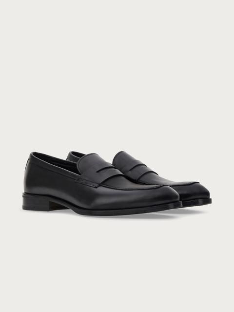 Canali PENNY LOAFER IN BLACK ROUGH CALFSKIN