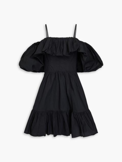 ULLA JOHNSON Lila cold-shoulder gathered cotton-poplin mini dress