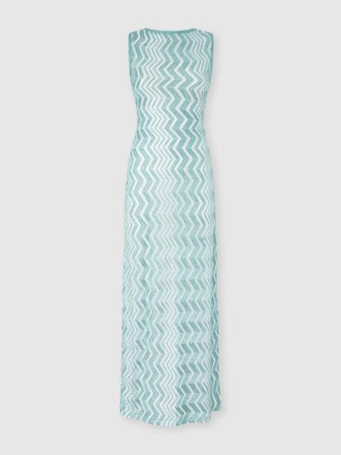 Missoni Long mesh cover-up dress with zigzag pattern, sequins, and cut-out detail