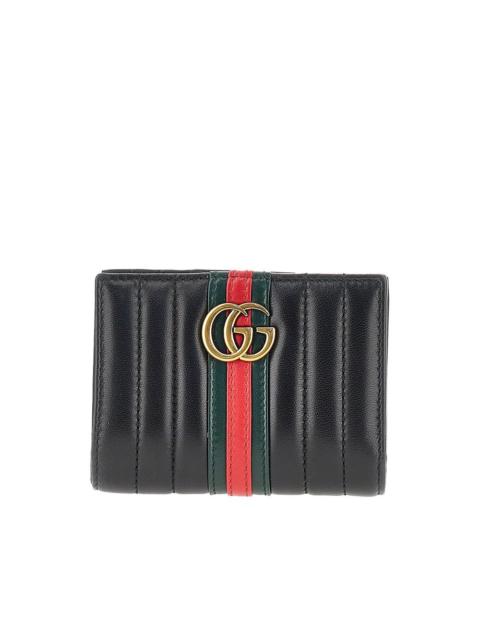 GUCCI Gucci GG Marmont Nappa Leather Bi-fold Wallet Black
