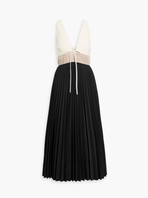 SIMKHAI Stephanie pleated poplin midi dress