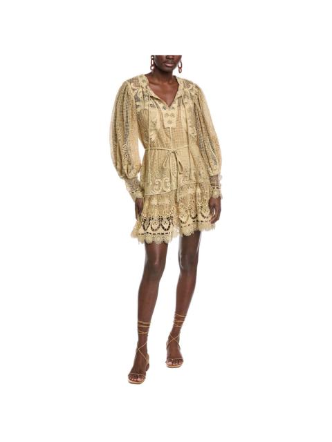 FARM RIO FARM Rio Tropical Flight Sand Guipure Mini Dress