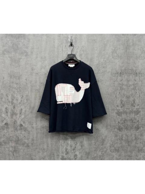 Thom Browne Thom Browne New Arrival: Short-Sleeve Sweatshirt with Embroidered Logo Pattern
