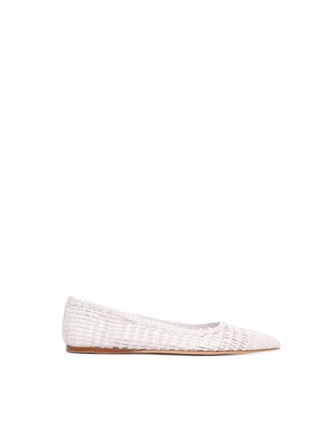 GABRIELA HEARST Aurora Braided Flat Shoe in Pearlized White Leather