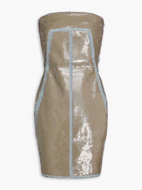Rick Owens Strapless sequined denim mini dress