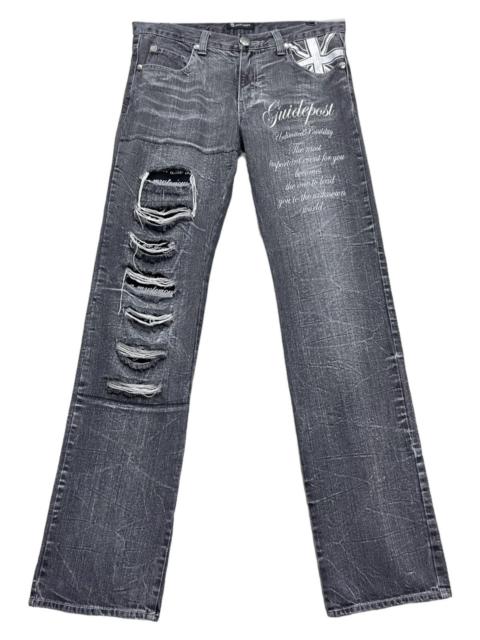 Other Designers Japanese Brand - FYE!ROOT3 Embossed SKULL BONES Grunge Ripped Punk Union Jack