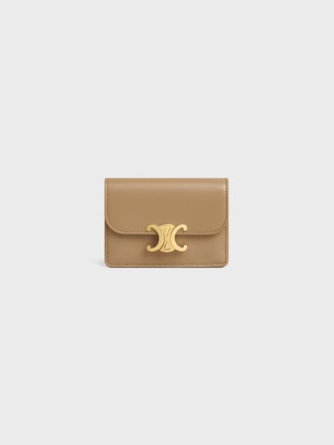 CELINE CARD HOLDER WITH FLAP TRIOMPHE IN Shiny calfskin