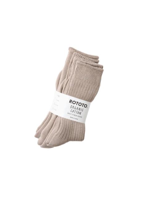 ROTOTO® R1123 Organic Daily 3 Pack Socks - Grayge